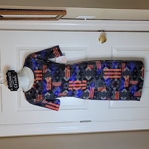 LuLaRoe Julia Dress XS New Black Blue White Orange